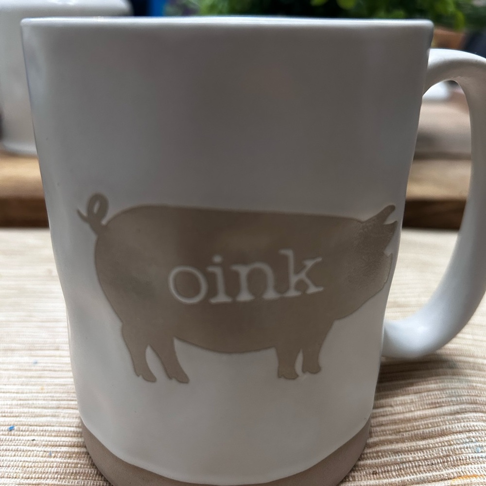 Oink Ceramic Mug - Cream and Tan